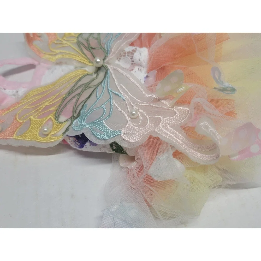 Pastel Butterfly Pet Tutu Dress Lace Floral Fairycore Small Dog Cat Costume